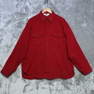 Vintage Woolrich 60s 70s Chore Shirt Jacket Mens size L Red Wool Utility Western